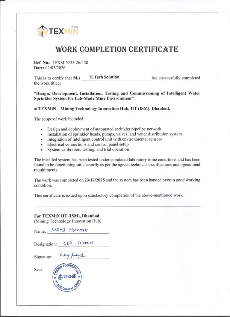 Duly signed Work Completion Certificate